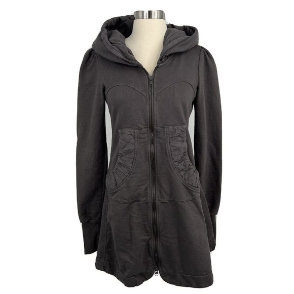 Prairie Underground Tops - Praire Underground Long Cloak Hoodie Jacket Charcoal Gray Women's S French Terry